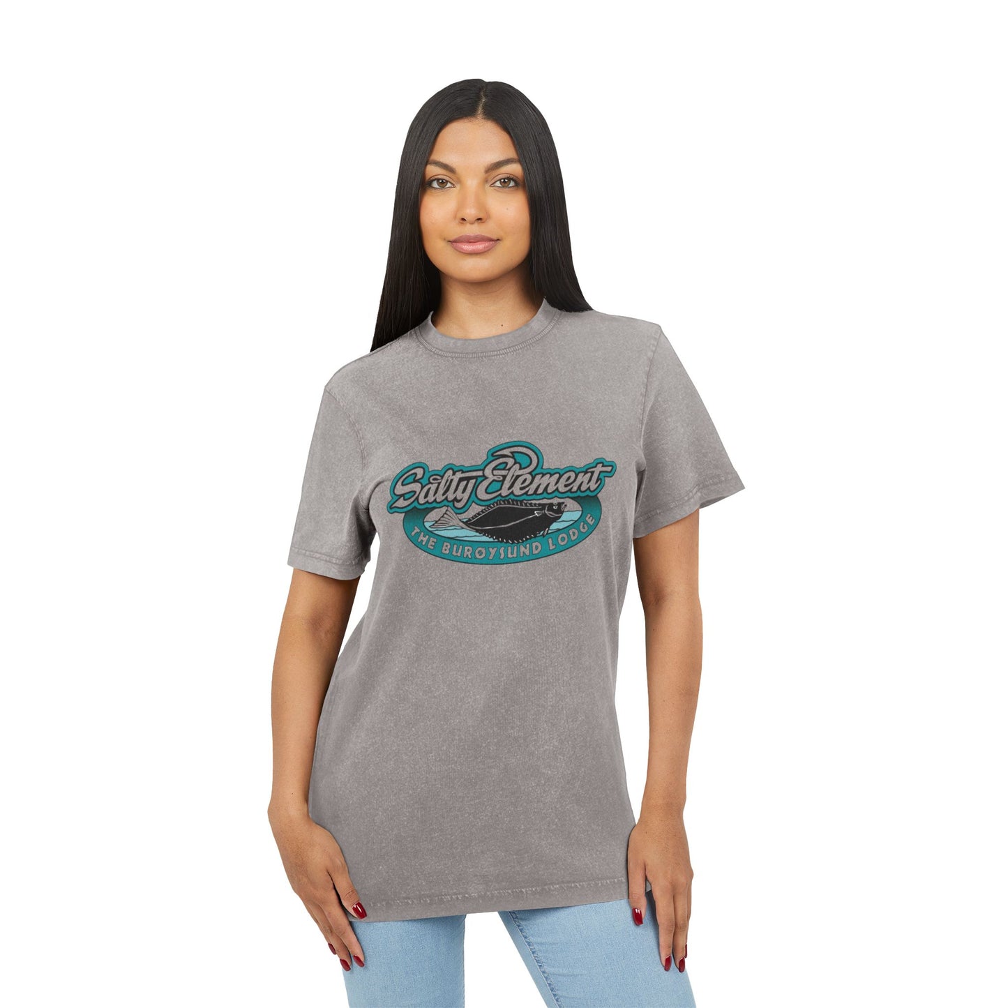 Vintage T-Shirt im Acid-Wash-Look – Mit Salty Element Logo für den maritimen Stil mit Charakter