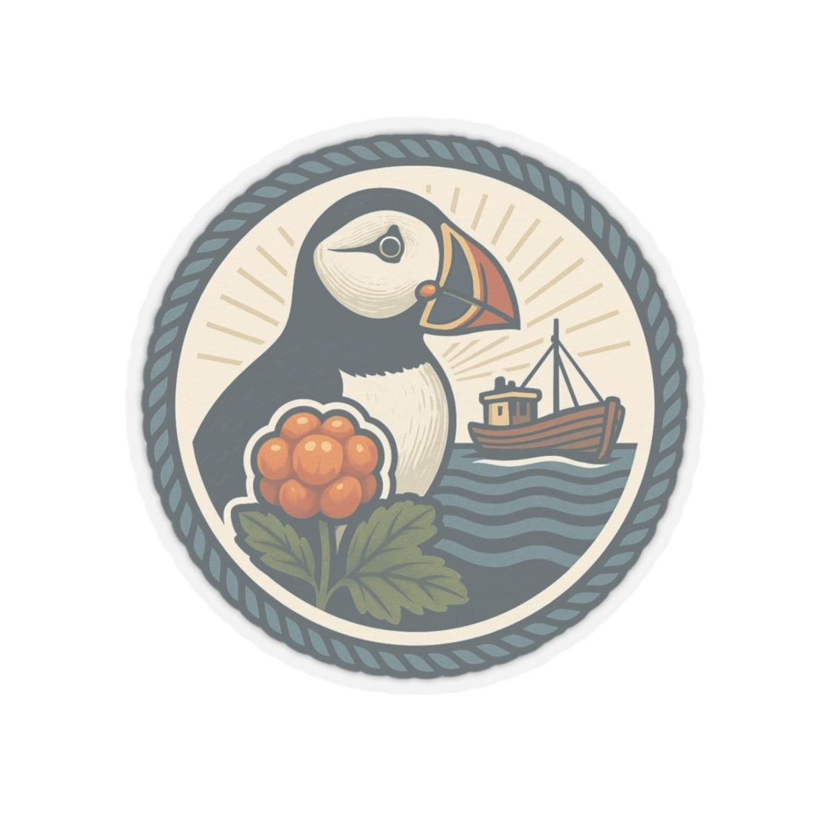 Puffin Adventure Kiss-Cut Stickers, Nautical Decor for Laptop, Boat Lovers, Gift for Nature Enthusiasts, Ocean-Themed Stickers