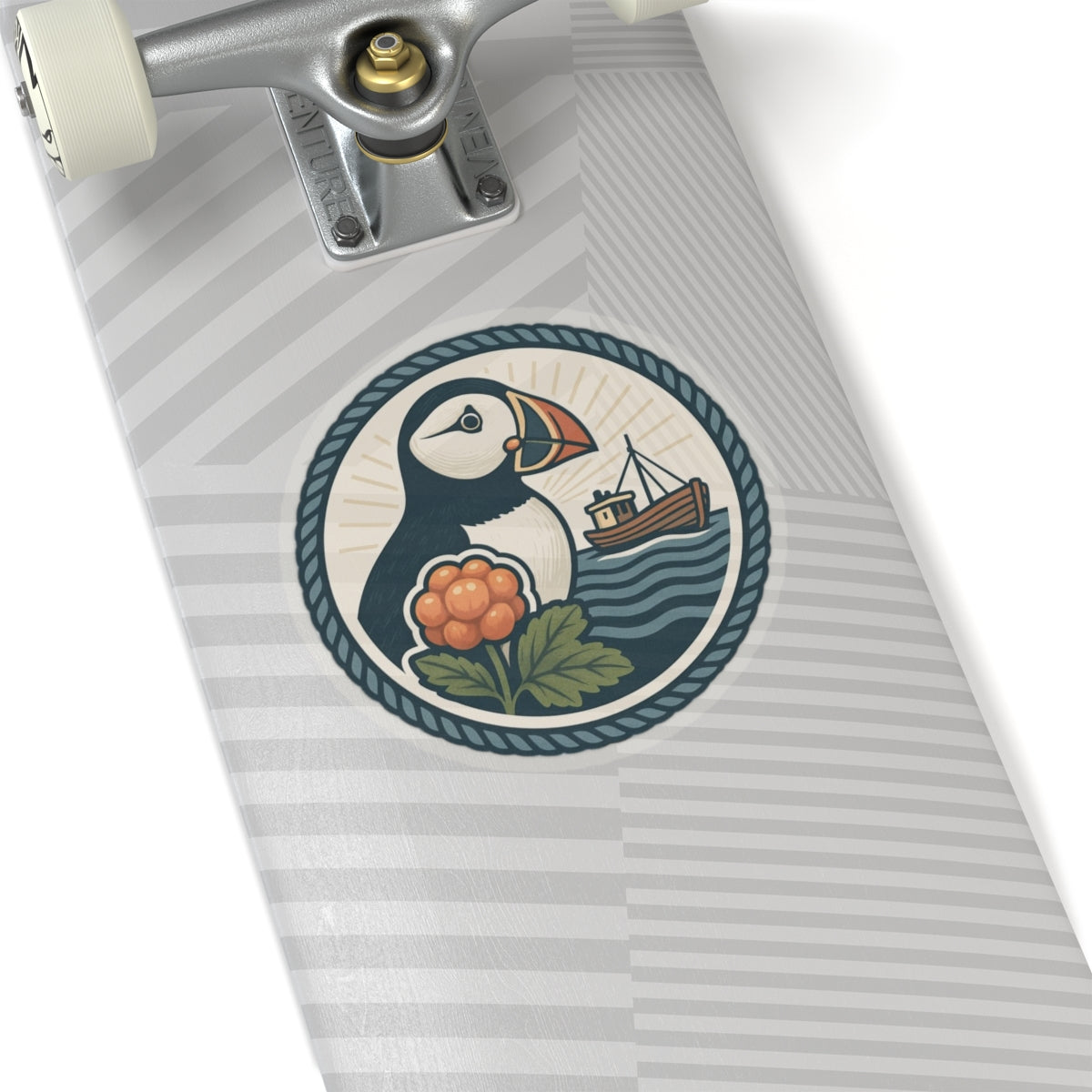 Puffin Adventure Kiss-Cut Stickers, Nautical Decor for Laptop, Boat Lovers, Gift for Nature Enthusiasts, Ocean-Themed Stickers