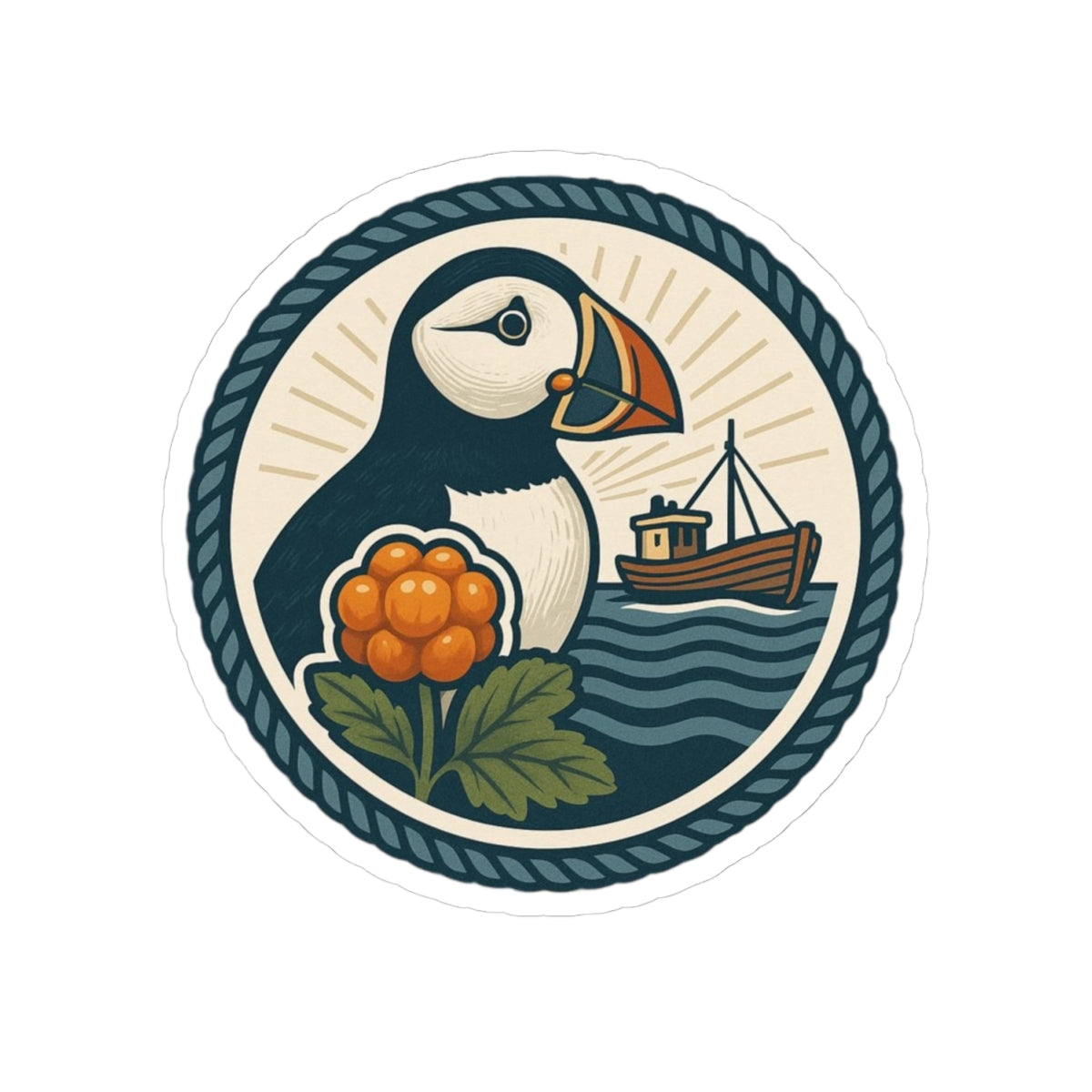 Puffin Adventure Kiss-Cut Stickers, Nautical Decor for Laptop, Boat Lovers, Gift for Nature Enthusiasts, Ocean-Themed Stickers