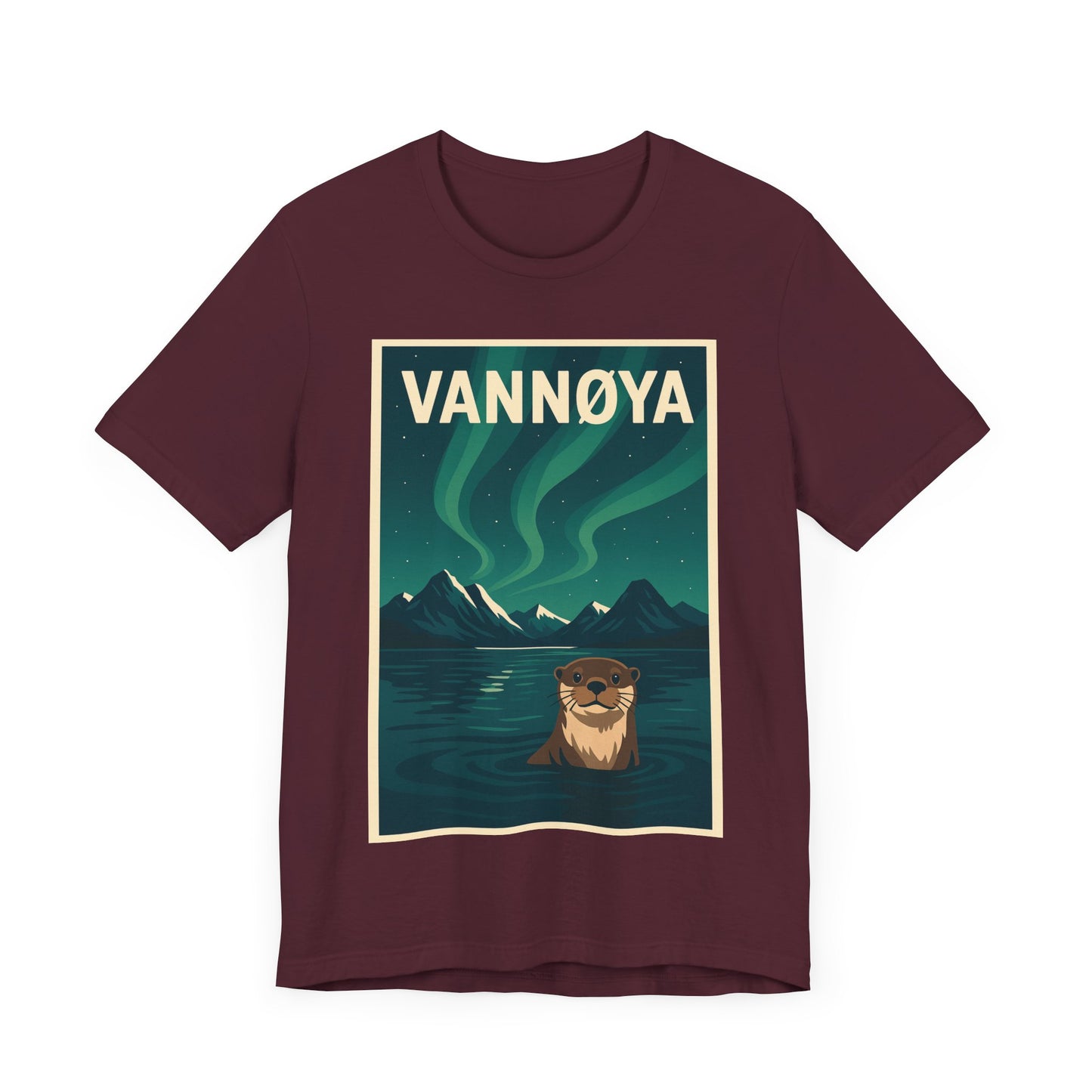 Unisex Jersey T-Shirt – „VANNØYA“ mit Otter & Nordlicht – Natur zum Anziehen