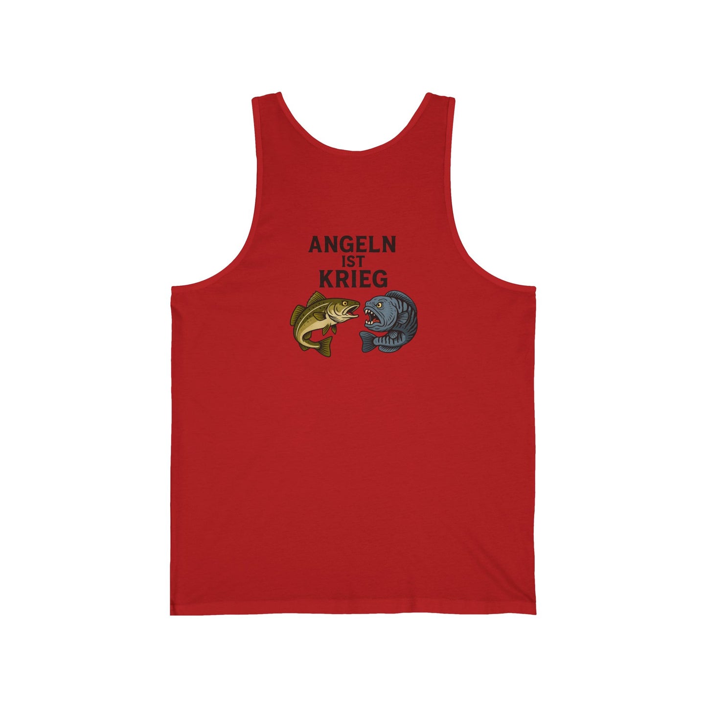 „Angeln ist Krieg“ – Unisex Jersey Tanktop für echte Draußen-Menschen