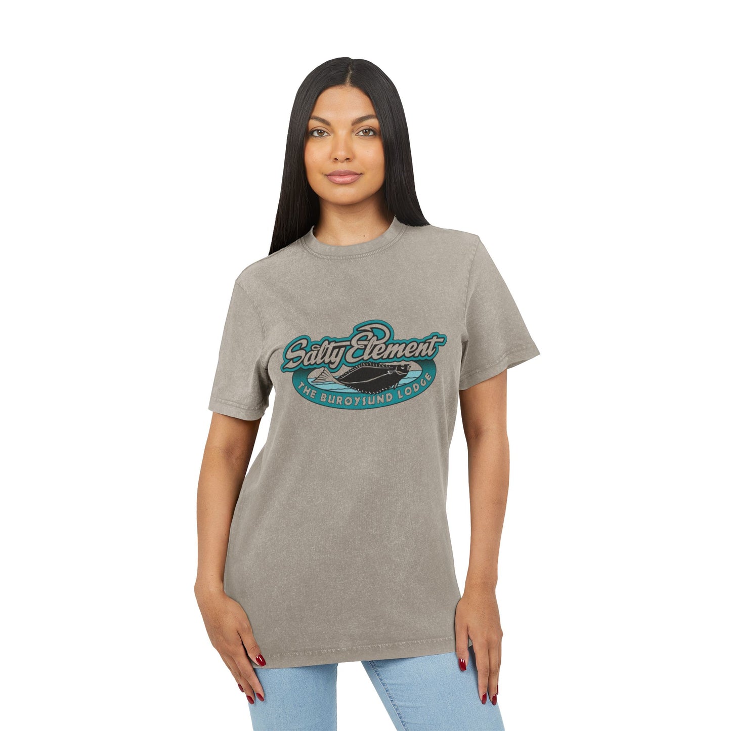 Vintage T-Shirt im Acid-Wash-Look – Mit Salty Element Logo für den maritimen Stil mit Charakter