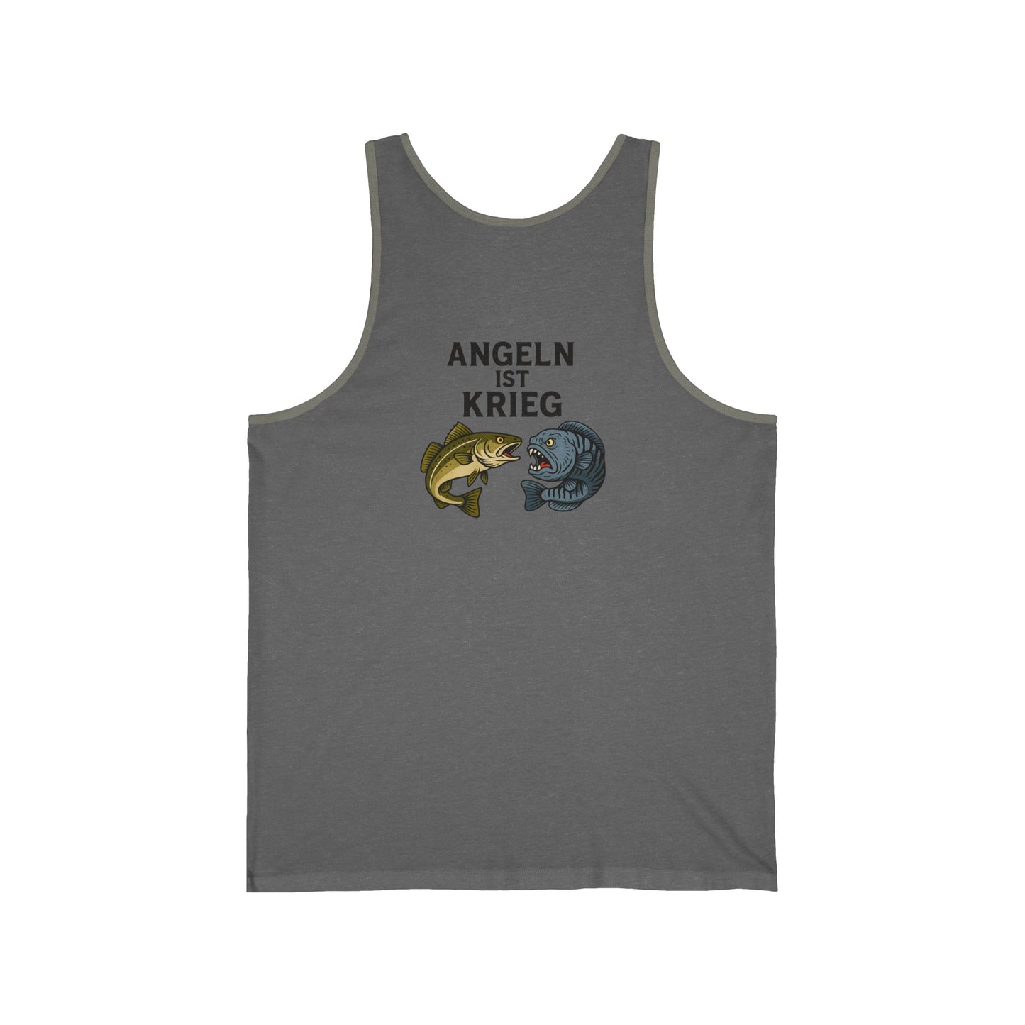 „Angeln ist Krieg“ – Unisex Jersey Tanktop für echte Draußen-Menschen