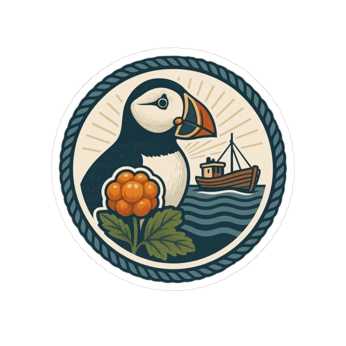 Puffin Adventure Kiss-Cut Stickers, Nautical Decor for Laptop, Boat Lovers, Gift for Nature Enthusiasts, Ocean-Themed Stickers