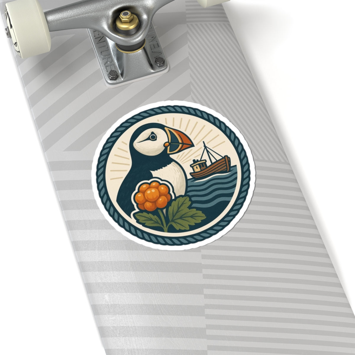 Puffin Adventure Kiss-Cut Stickers, Nautical Decor for Laptop, Boat Lovers, Gift for Nature Enthusiasts, Ocean-Themed Stickers