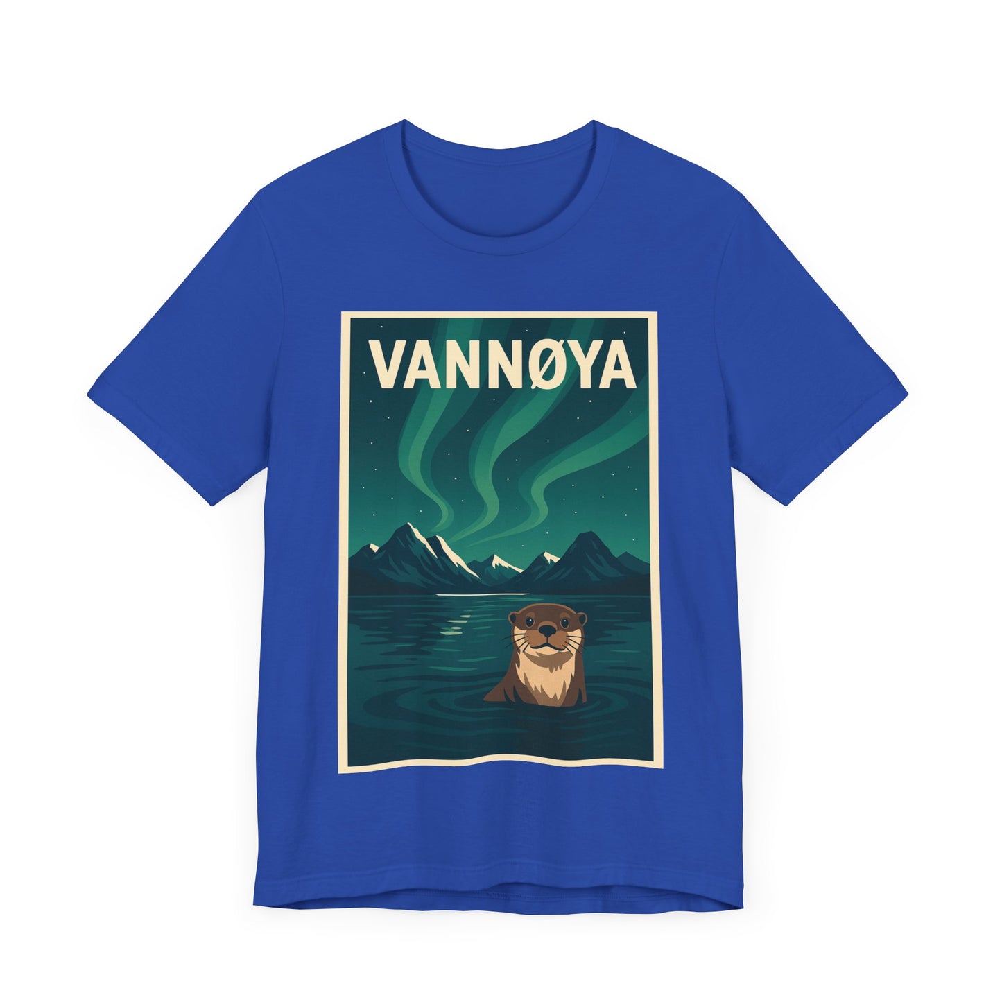 Unisex Jersey T-Shirt – „VANNØYA“ mit Otter & Nordlicht – Natur zum Anziehen