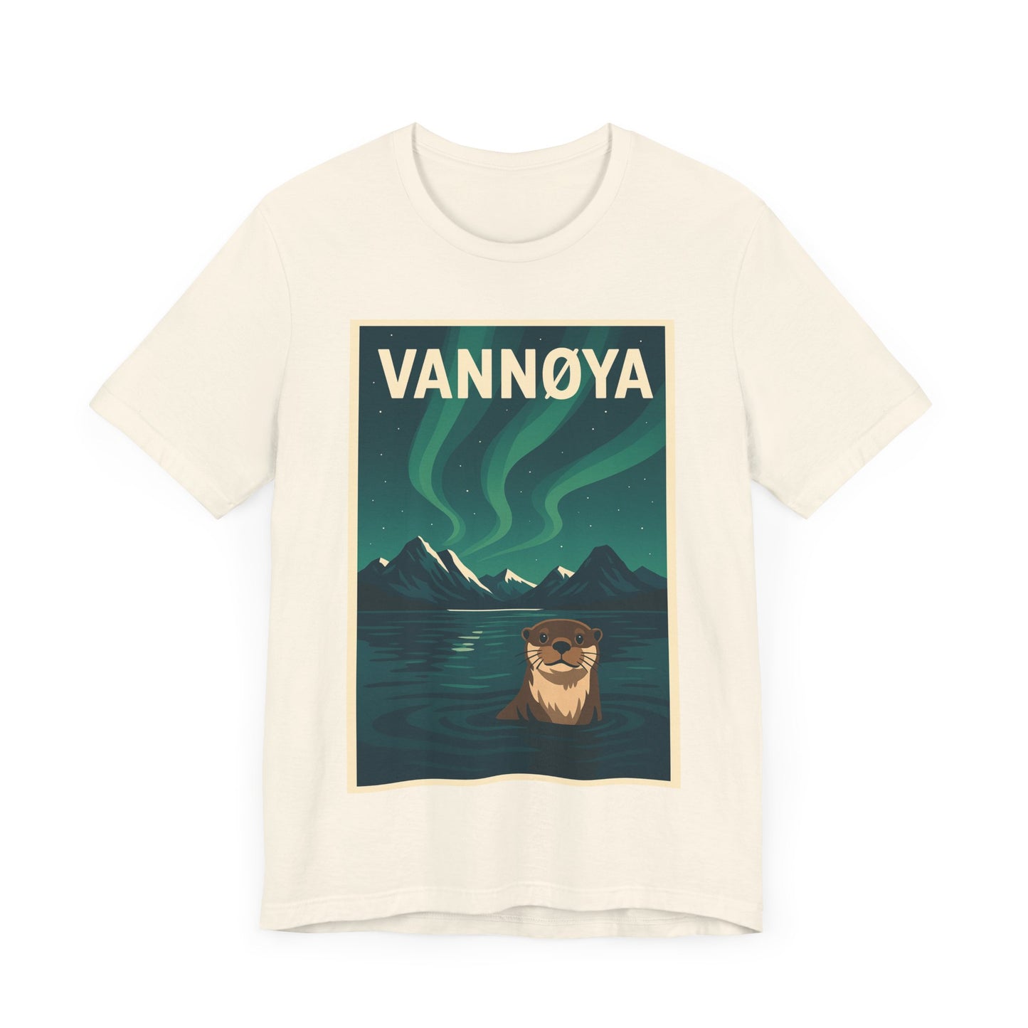 Unisex Jersey T-Shirt – „VANNØYA“ mit Otter & Nordlicht – Natur zum Anziehen