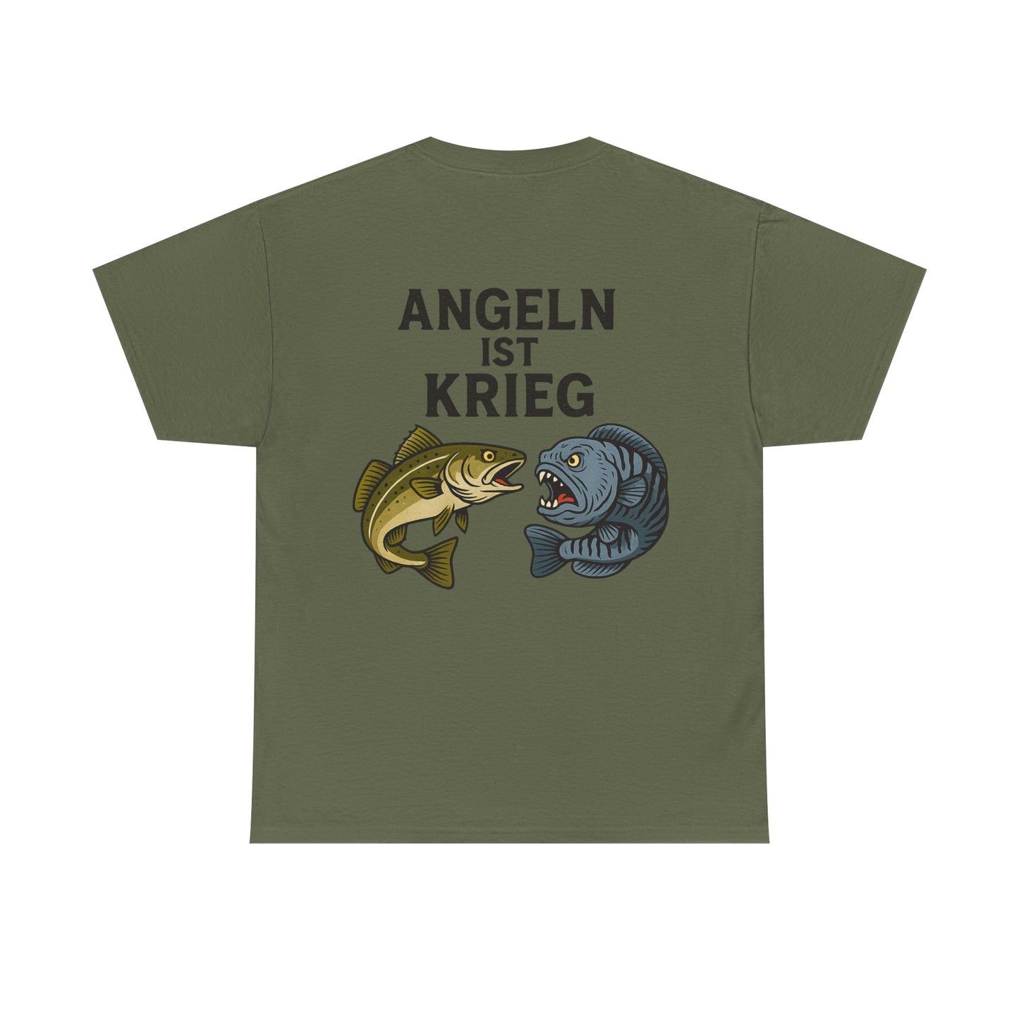Unisex Heavy Cotton T-Shirt – „Angeln ist Krieg“ – Für alle, die es ernst meinen