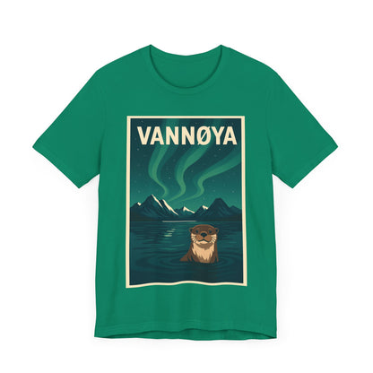 Unisex Jersey T-Shirt – „VANNØYA“ mit Otter & Nordlicht – Natur zum Anziehen