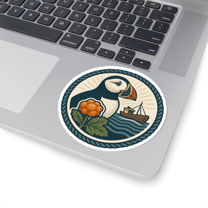Puffin Adventure Kiss-Cut Stickers, Nautical Decor for Laptop, Boat Lovers, Gift for Nature Enthusiasts, Ocean-Themed Stickers