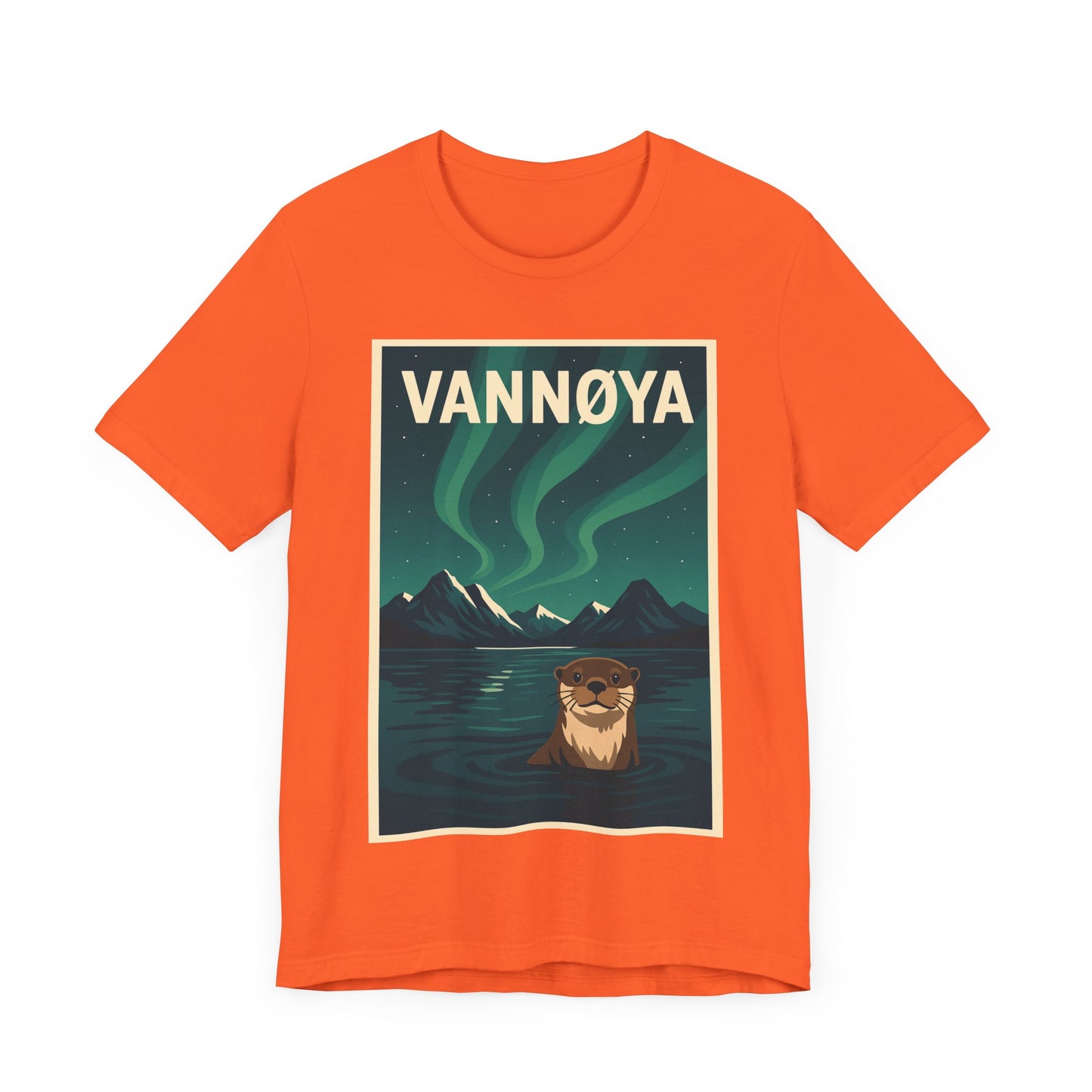 Unisex Jersey T-Shirt – „VANNØYA“ mit Otter & Nordlicht – Natur zum Anziehen