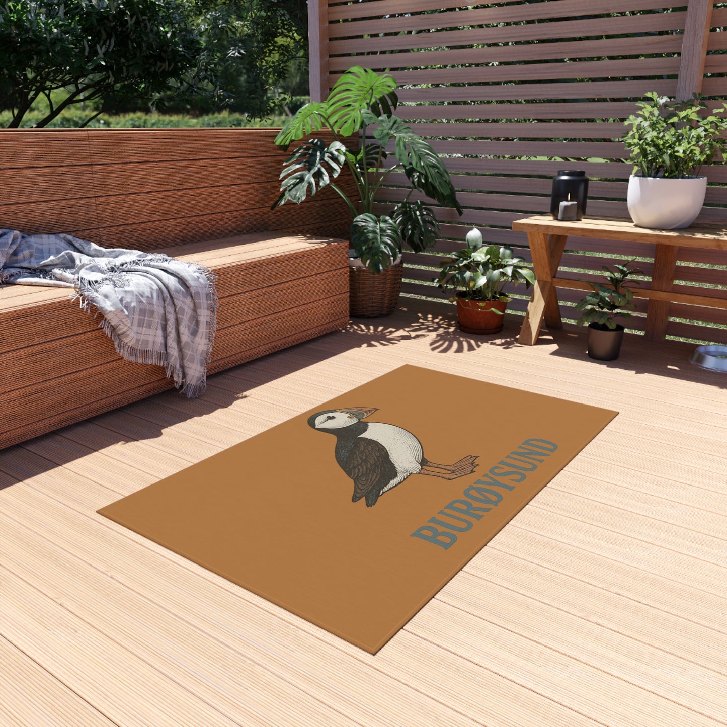 Outdoor-Fußmatte mit Papageientaucher – Nordischer Charme für deine Terrasse