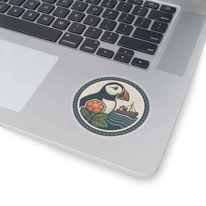 Puffin Adventure Kiss-Cut Stickers, Nautical Decor for Laptop, Boat Lovers, Gift for Nature Enthusiasts, Ocean-Themed Stickers