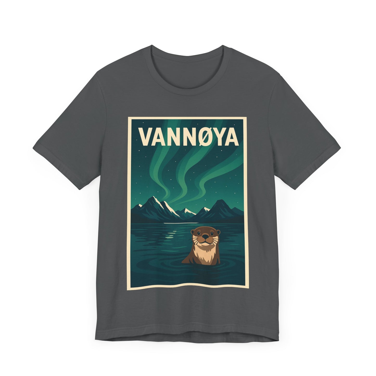 Unisex Jersey T-Shirt – „VANNØYA“ mit Otter & Nordlicht – Natur zum Anziehen