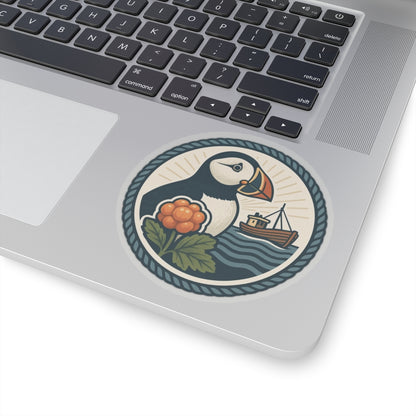 Puffin Adventure Kiss-Cut Stickers, Nautical Decor for Laptop, Boat Lovers, Gift for Nature Enthusiasts, Ocean-Themed Stickers