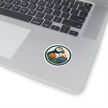 Puffin Adventure Kiss-Cut Stickers, Nautical Decor for Laptop, Boat Lovers, Gift for Nature Enthusiasts, Ocean-Themed Stickers