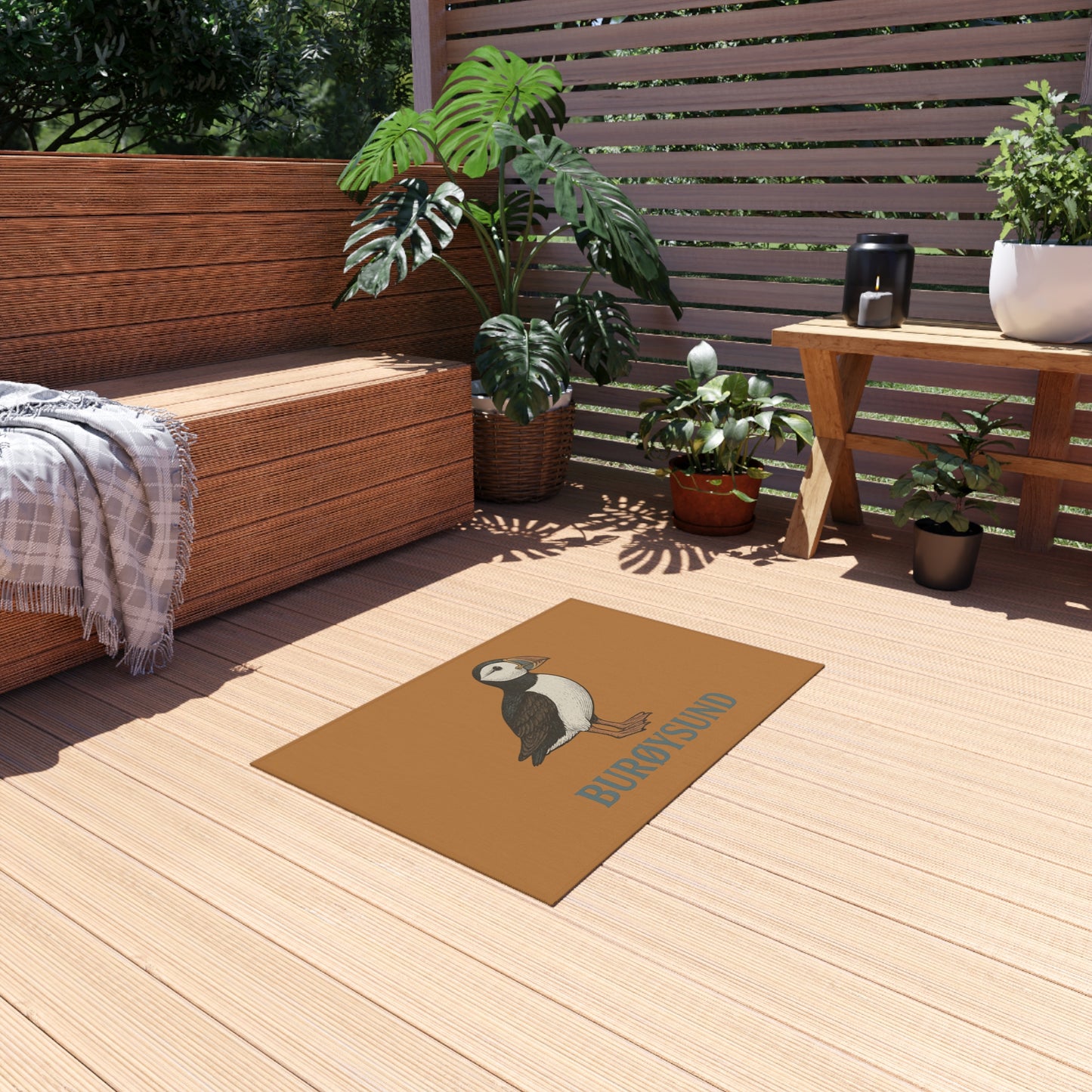 Outdoor-Fußmatte mit Papageientaucher – Nordischer Charme für deine Terrasse