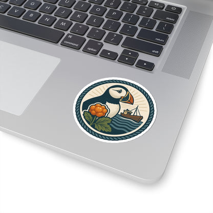 Puffin Adventure Kiss-Cut Stickers, Nautical Decor for Laptop, Boat Lovers, Gift for Nature Enthusiasts, Ocean-Themed Stickers