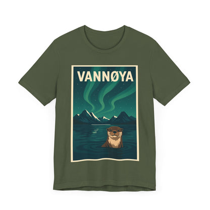 Unisex Jersey T-Shirt – „VANNØYA“ mit Otter & Nordlicht – Natur zum Anziehen
