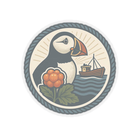 Puffin Adventure Kiss-Cut Stickers, Nautical Decor for Laptop, Boat Lovers, Gift for Nature Enthusiasts, Ocean-Themed Stickers