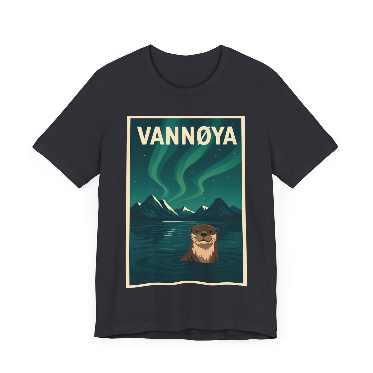 Unisex Jersey T-Shirt – „VANNØYA“ mit Otter & Nordlicht – Natur zum Anziehen