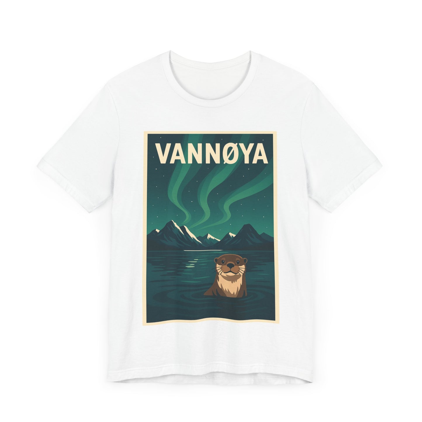 Unisex Jersey T-Shirt – „VANNØYA“ mit Otter & Nordlicht – Natur zum Anziehen