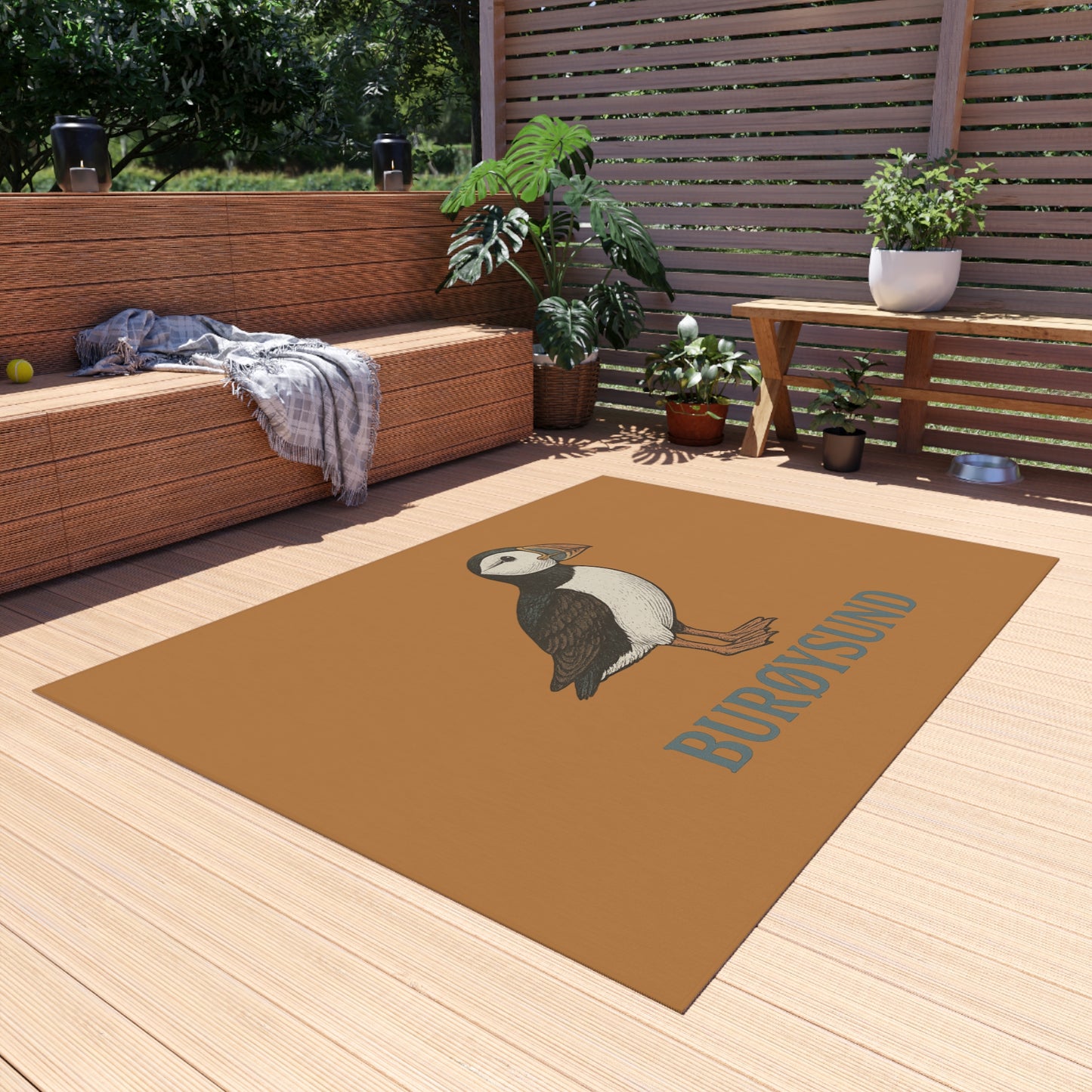 Outdoor-Fußmatte mit Papageientaucher – Nordischer Charme für deine Terrasse