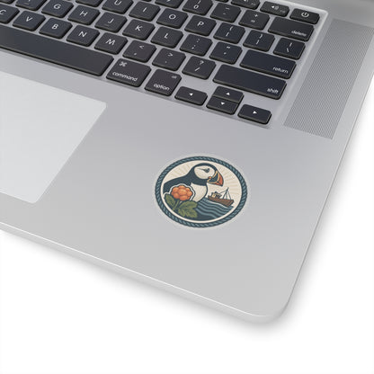 Puffin Adventure Kiss-Cut Stickers, Nautical Decor for Laptop, Boat Lovers, Gift for Nature Enthusiasts, Ocean-Themed Stickers