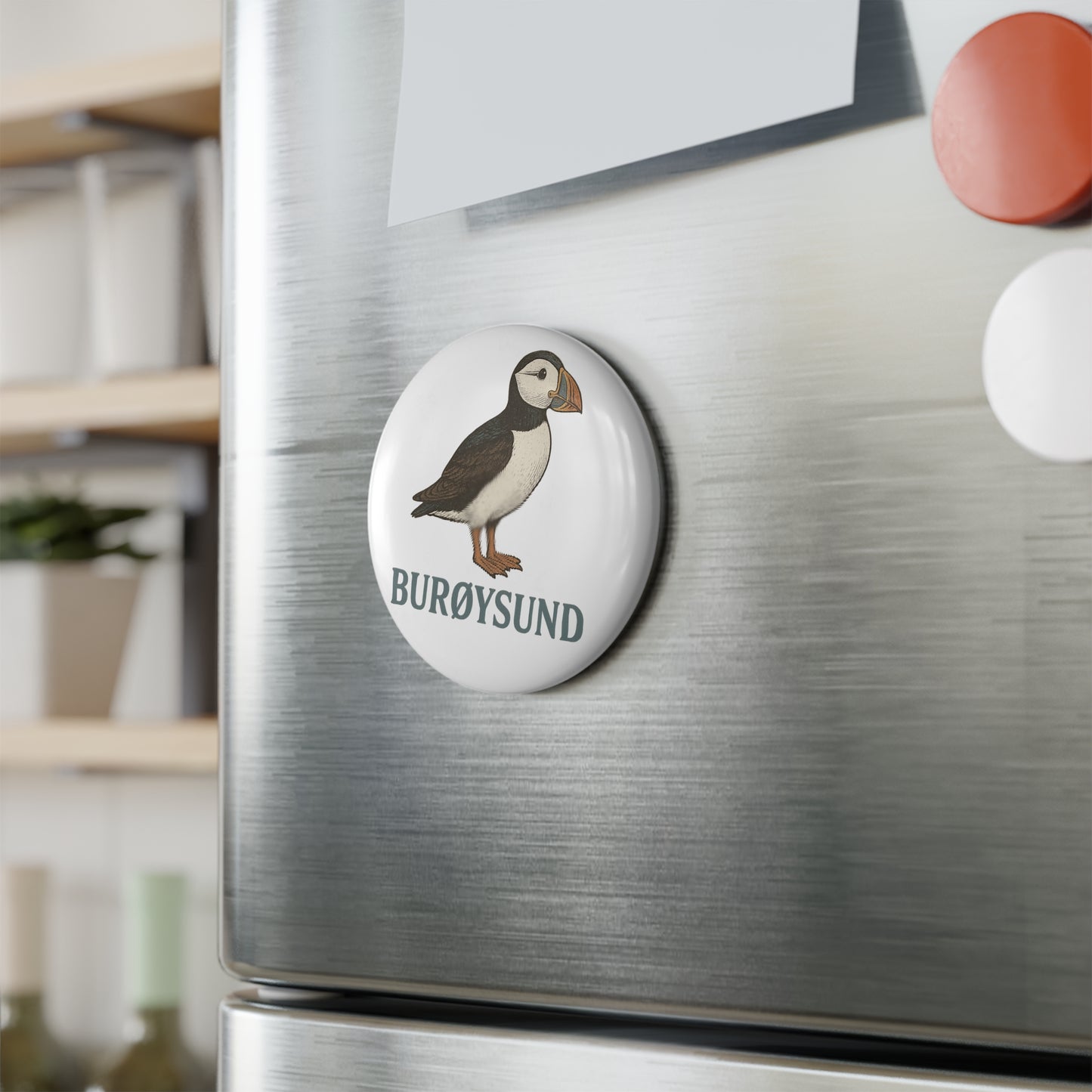 Puffin Button Magnet - Round Design, 1 & 10 Pack