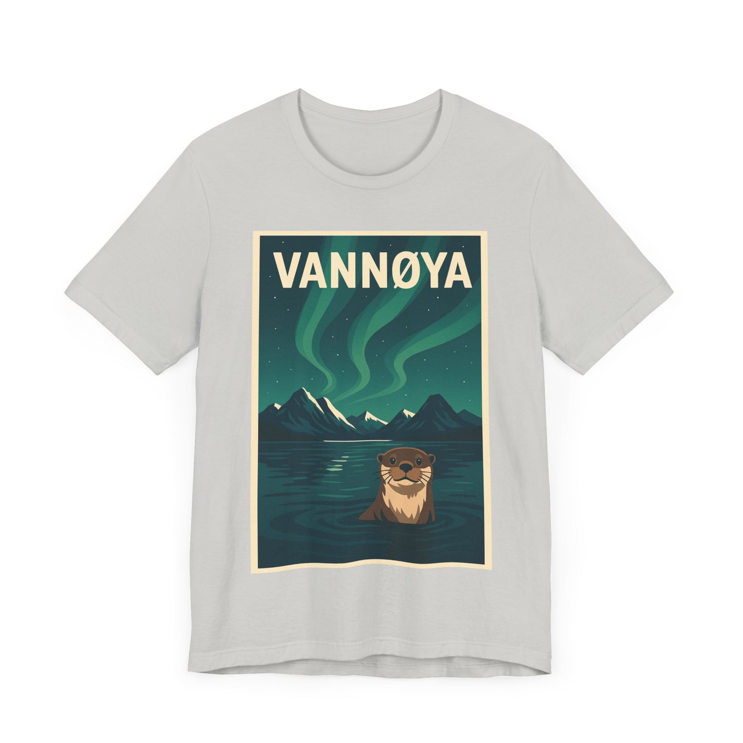 Unisex Jersey T-Shirt – „VANNØYA“ mit Otter & Nordlicht – Natur zum Anziehen